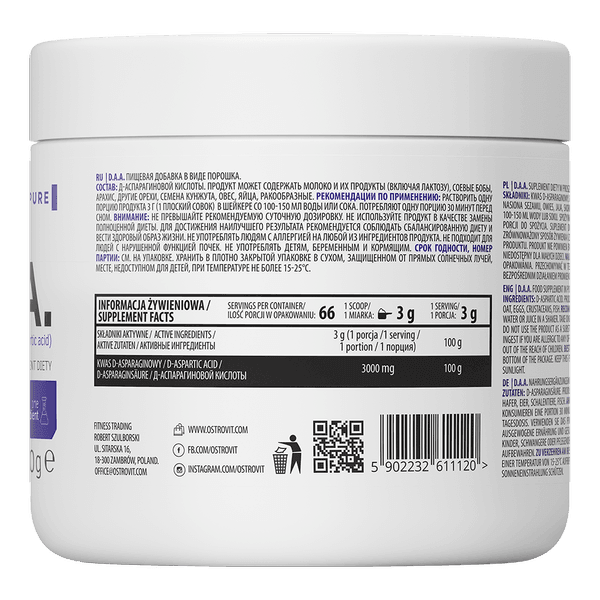 D.A.A D-asparaginezuur - 200g - Ostrovit