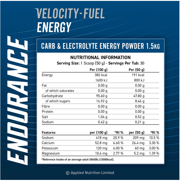 Endurance Carb & Electro 1.5kg – energy - Applied Nutrition