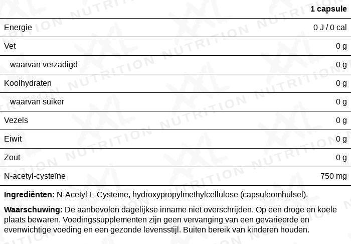 NAC (N-Acetyl L-Cysteine) 750mg - XXL Nutrition