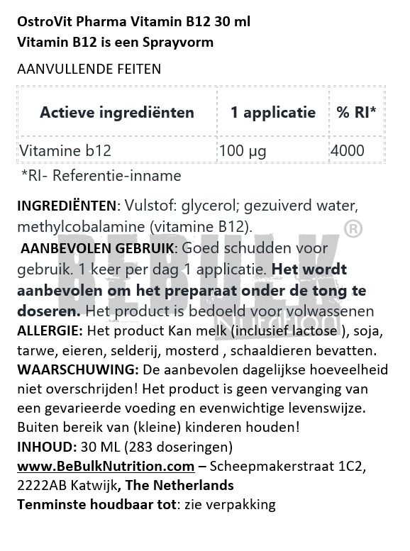 Vitamin B12 Methylocobalamin - Pharma - Spray 30 ml OstroVit